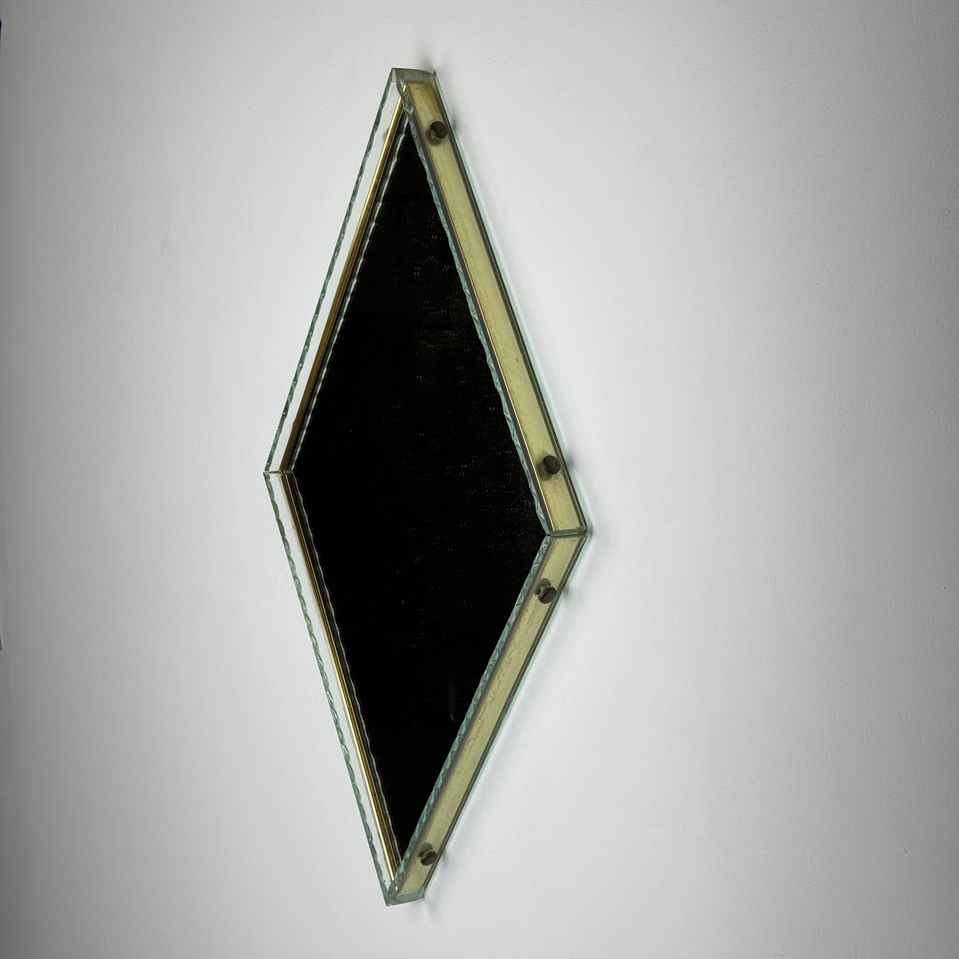 Large Diamond-Shaped Wall Mirror by Luigi Brusotti for Fontana Arte, 1950s Mirrors