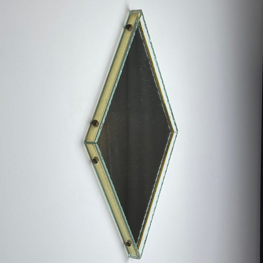 Large Diamond-Shaped Wall Mirror by Luigi Brusotti for Fontana Arte, 1950s Mirrors