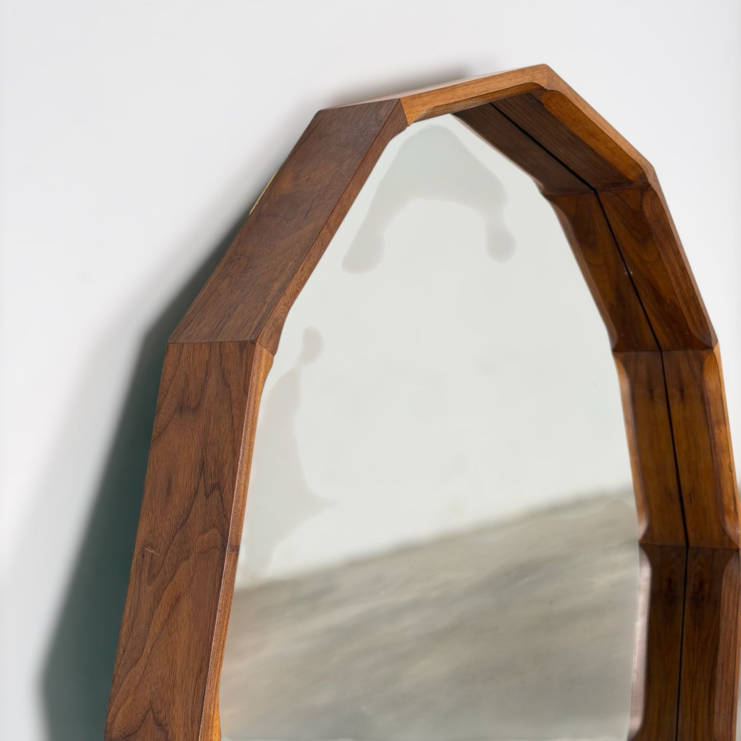 Large Dodecagonal Walnut Mirror Attributed to Fratelli Marelli, 1970s Mirrors
