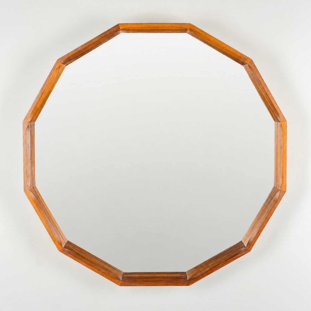 Large Dodecagonal Walnut Mirror Attributed to Fratelli Marelli, 1970s Mirrors