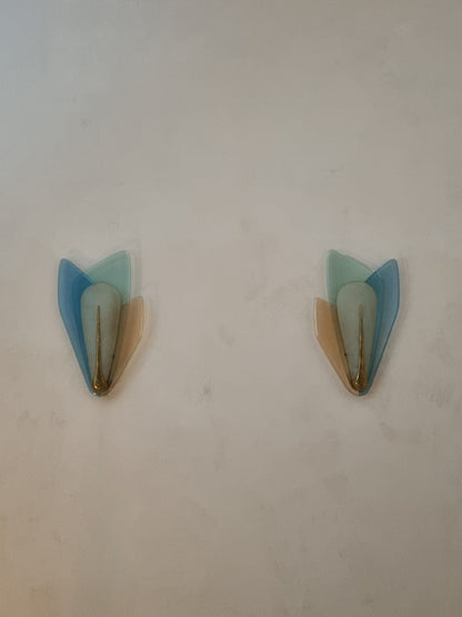 Large Wall Sconces Designed by Max Ingrand for Fontana Arte, 1955 Sconces