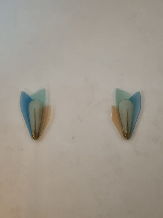 Large Wall Sconces Designed by Max Ingrand for Fontana Arte, 1955 Sconces