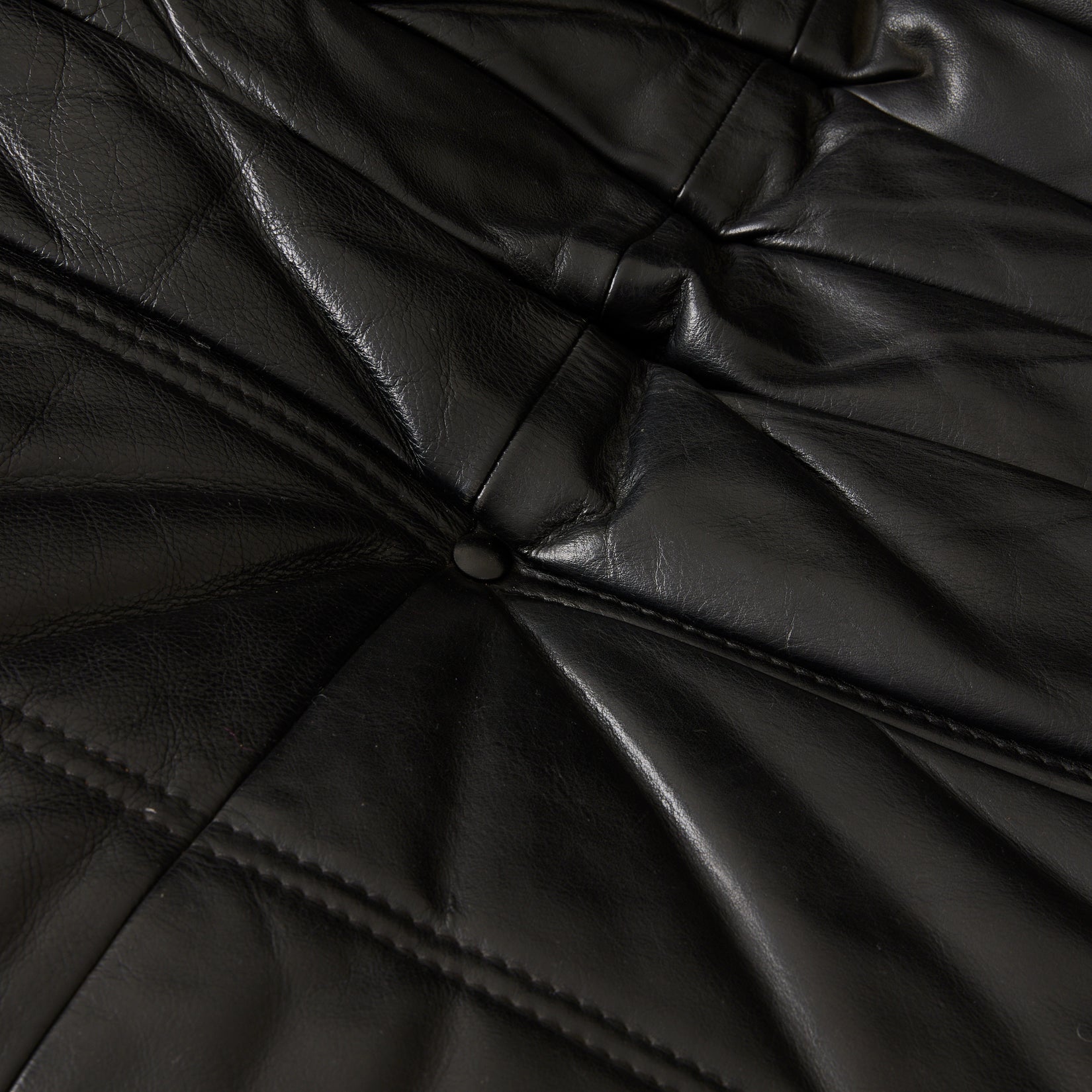 Ligne Roset "Togo" 2-Person Sofa in Black Leather, 1970's Sofas