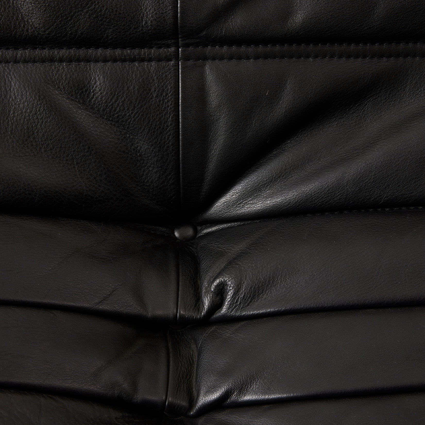 Ligne Roset "Togo" 2-Person Sofa in Black Leather, 1970's Sofas