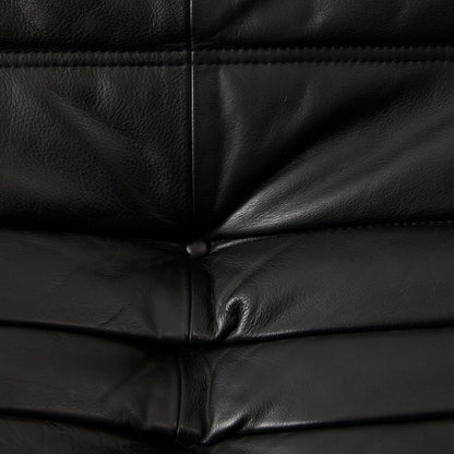Ligne Roset "Togo" 2-Person Sofa in Black Leather, 1970's Sofas