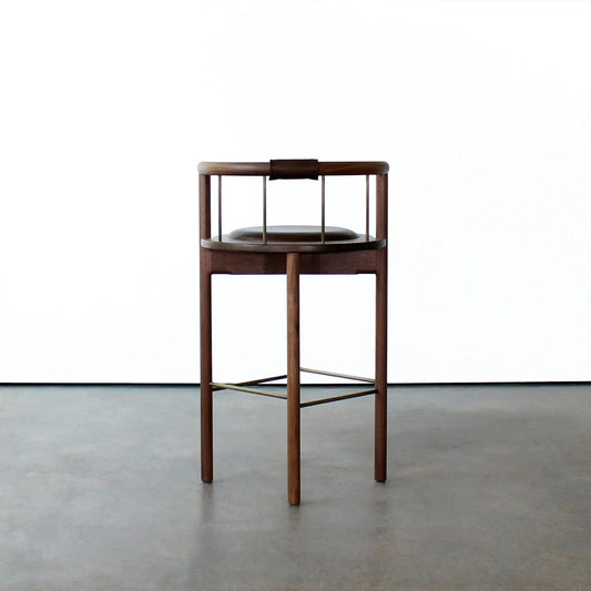 Lloyd Counter & Bar Stool in Walnut & Chocolate Leather