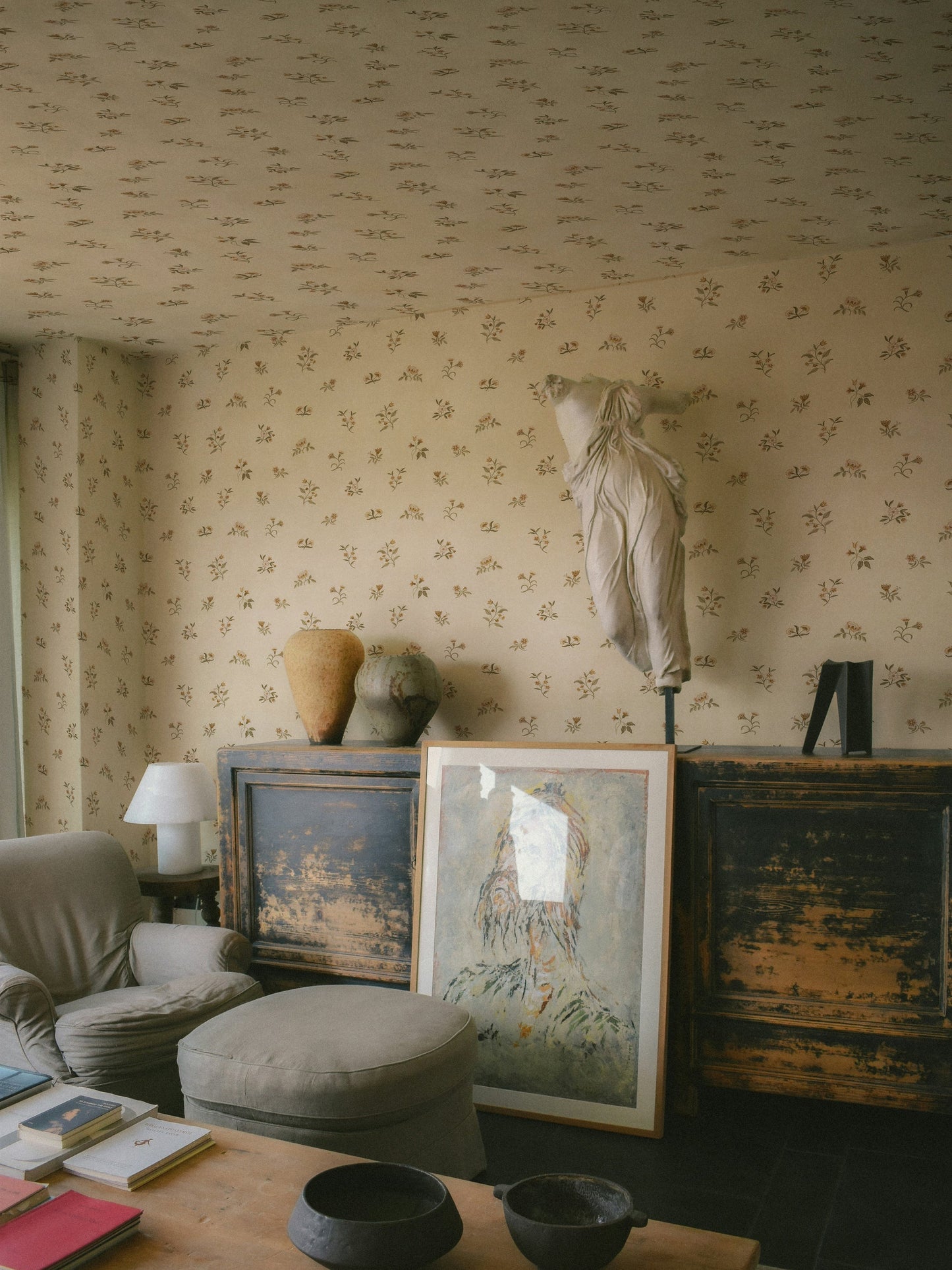 Lovers Bloom Wallpaper in Aloe Wash by Papier, fourth view