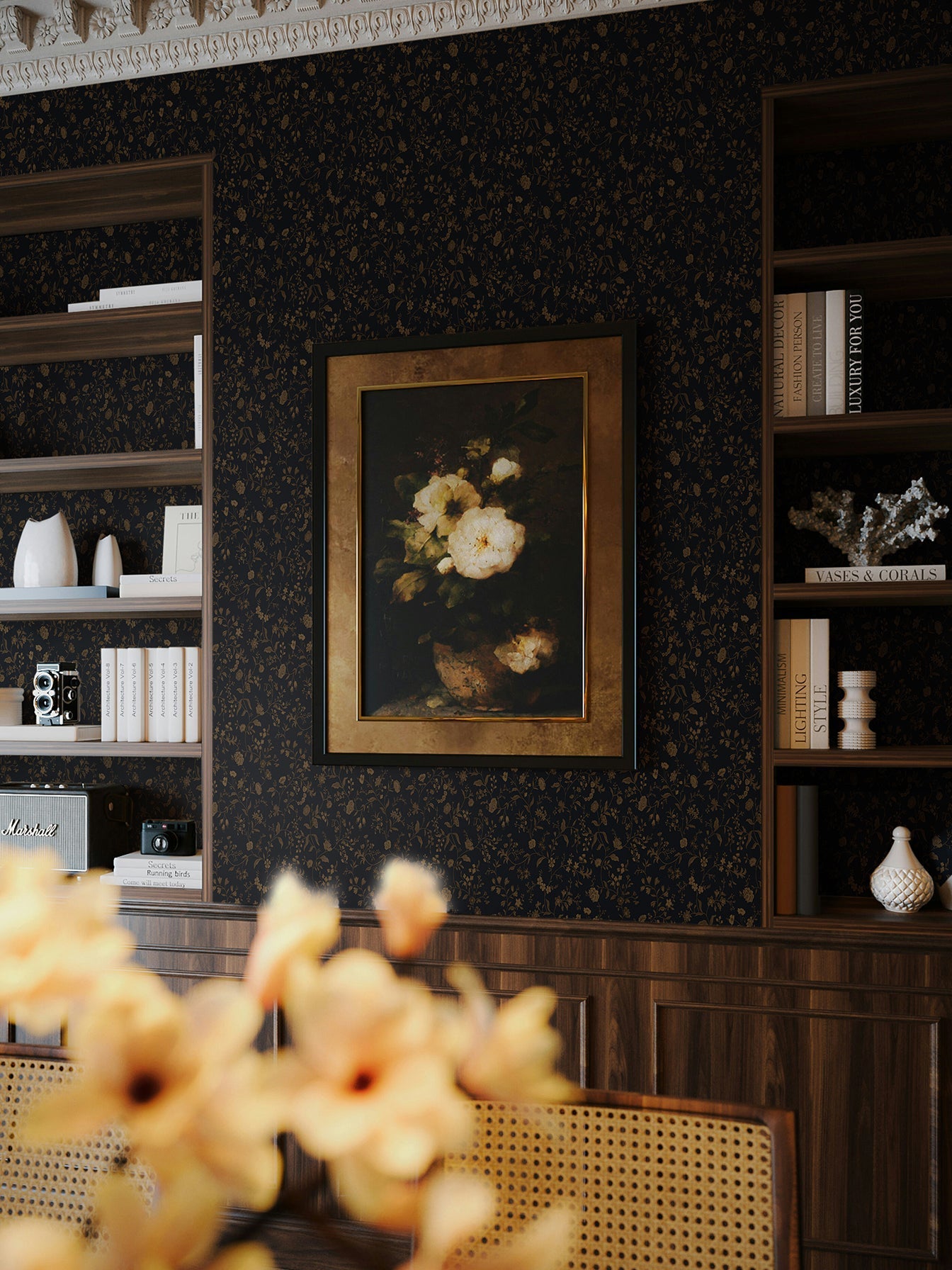 Primavera Wallpaper in Blue Depths by Papier, fourth view