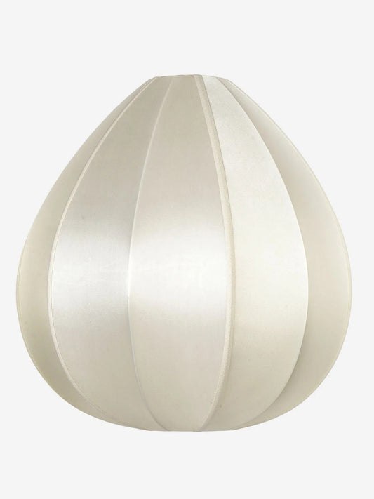 Lotus Big Lampshade in Off-White Silk with White Ribbon Lamp Shades