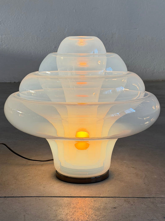 "Lotus" Opalescent Murano Glass Table Lamp by Carlo Nason for V.Nason & C. Table Lamps