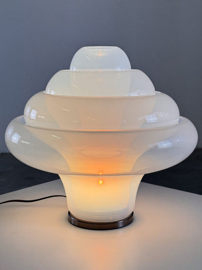 "Lotus" Table Lamp by Carlo Nason for Mazzega, Opalescent Glass, 1960s Design Table Lamps