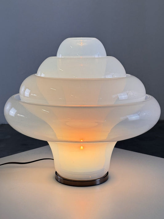 "Lotus" Table Lamp by Carlo Nason for Mazzega, Opalescent Glass, 1960s Design Table Lamps