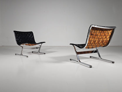 Pair of Luar Lounge Chairs by Ross Littell for ICF De Padova, 1960s Armchair
