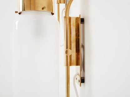 Luigi Caccia Dominioni Original LP10 Brass Opaline Wall Lights 1965 Sconces