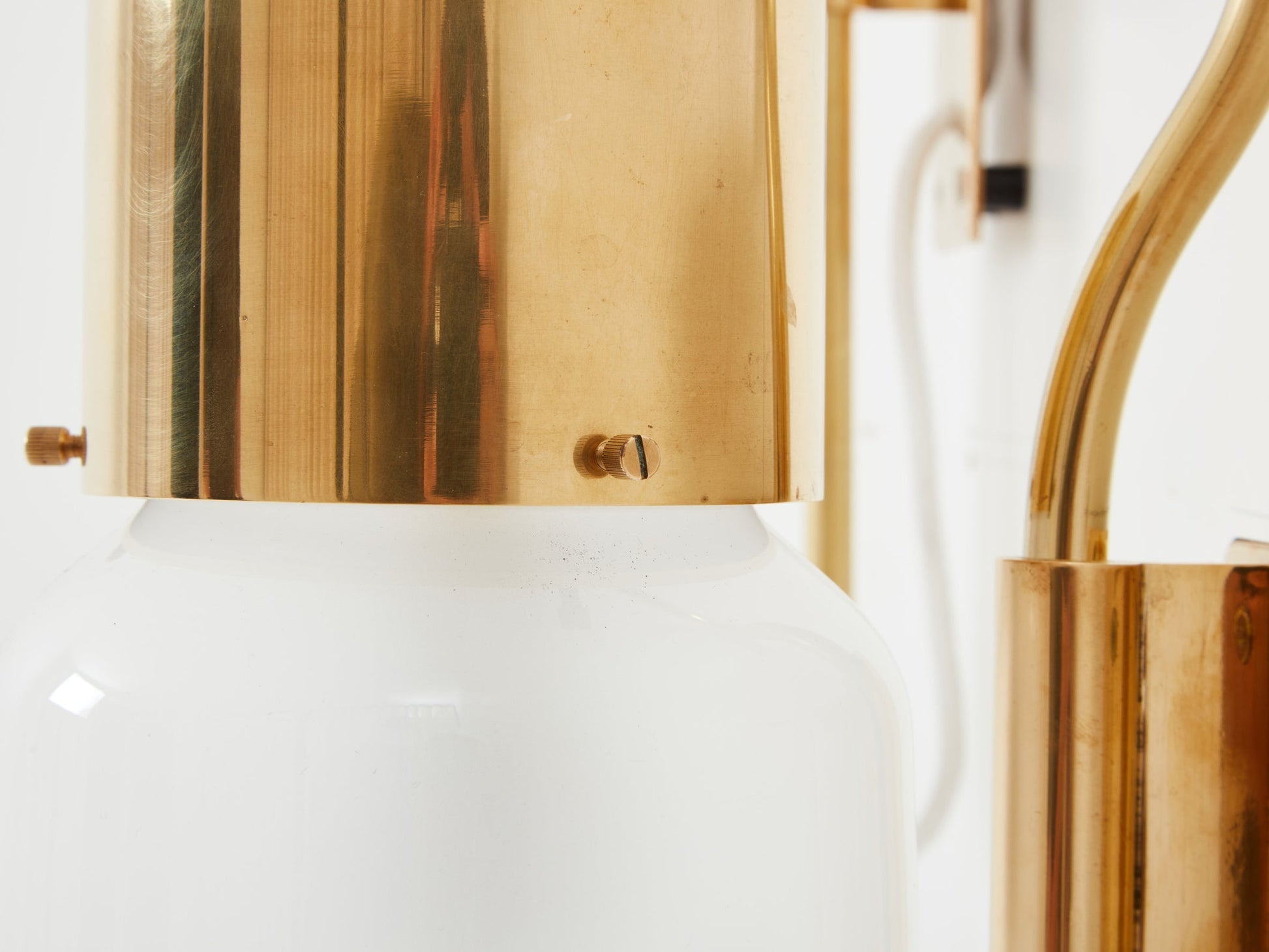 Luigi Caccia Dominioni Original LP10 Brass Opaline Wall Lights 1965 Sconces