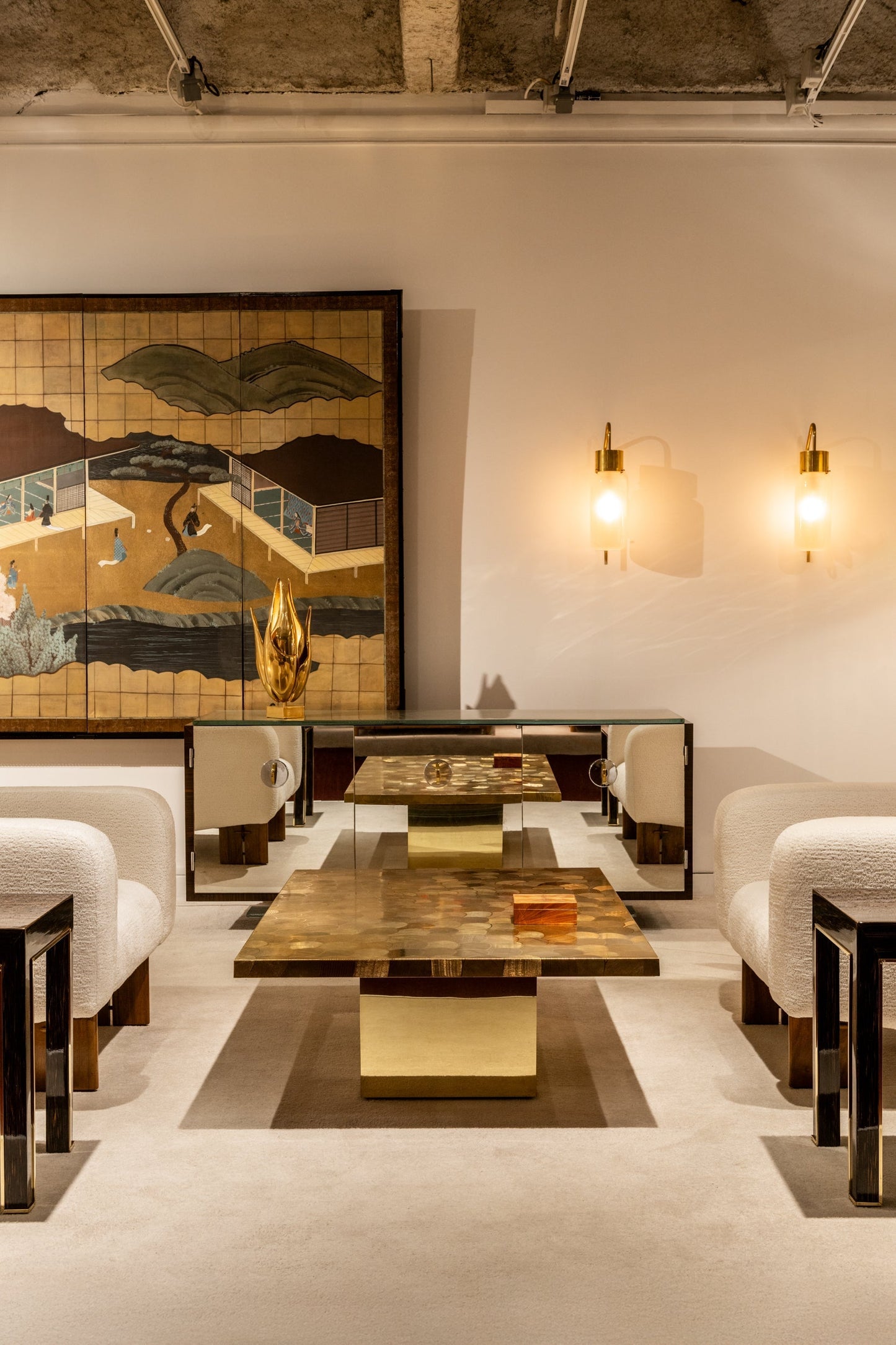 Luigi Caccia Dominioni Original LP10 Brass Opaline Wall Lights 1965 Sconces