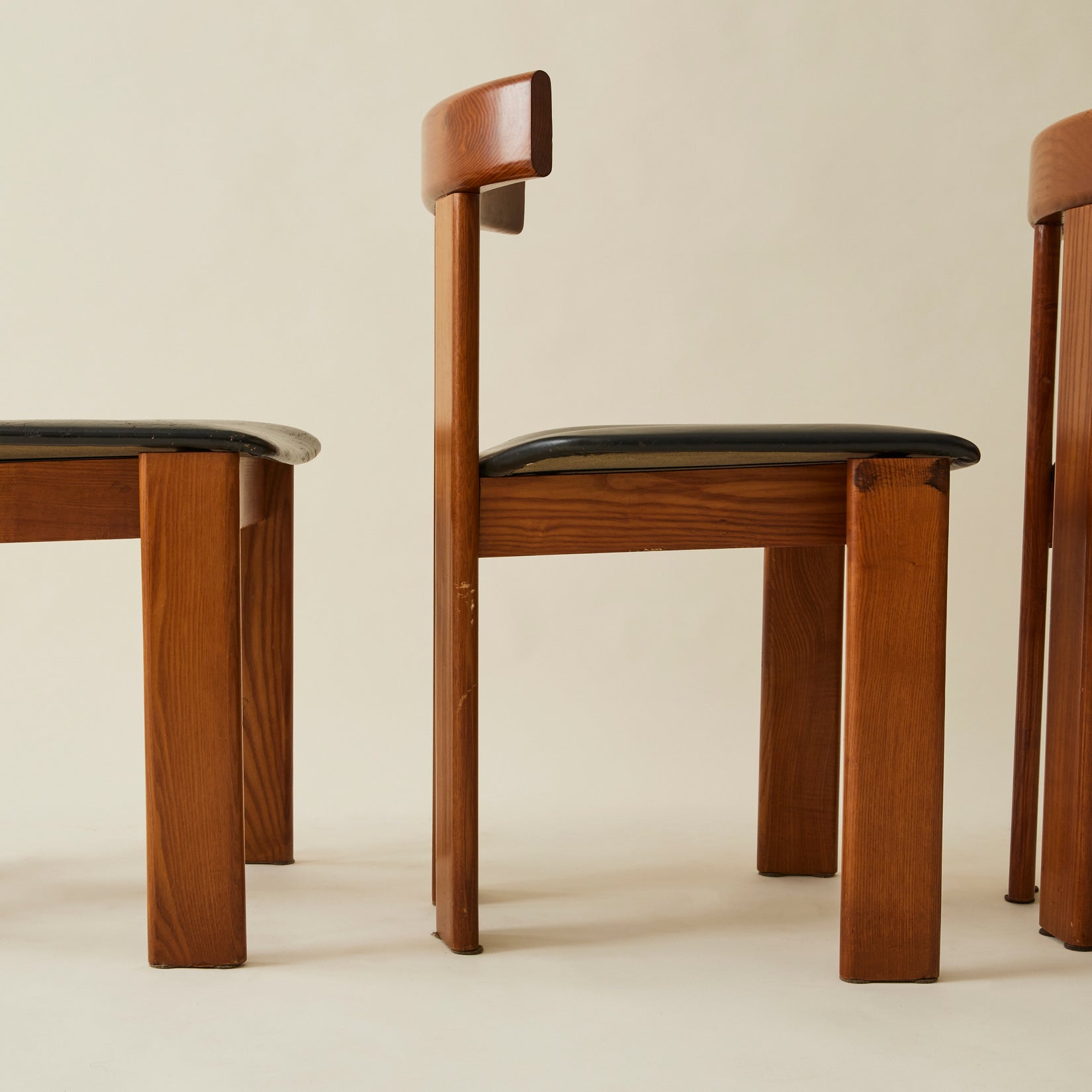 Luigi Vaghi Italian Modern Solid Wood Dining Chairs, 1970's, Set of 6 Dining Chairs
