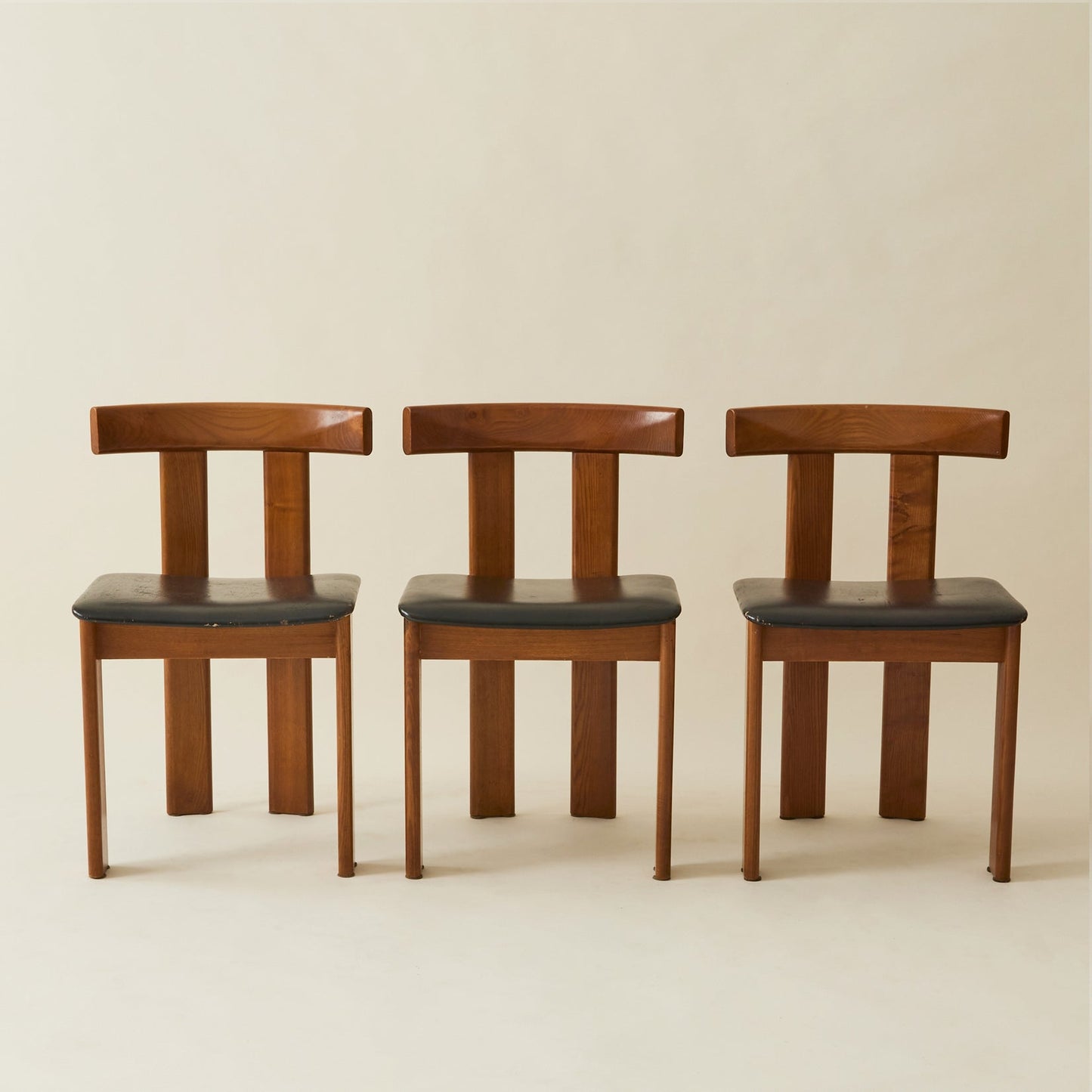 Luigi Vaghi Italian Modern Solid Wood Dining Chairs, 1970's, Set of 6 Dining Chairs