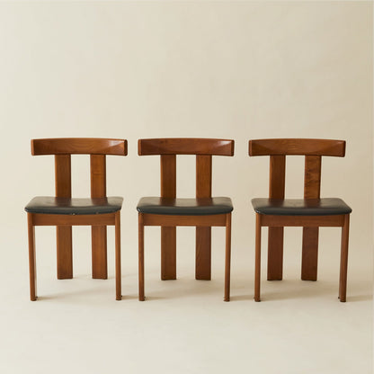 Luigi Vaghi Italian Modern Solid Wood Dining Chairs, 1970's, Set of 6 Dining Chairs