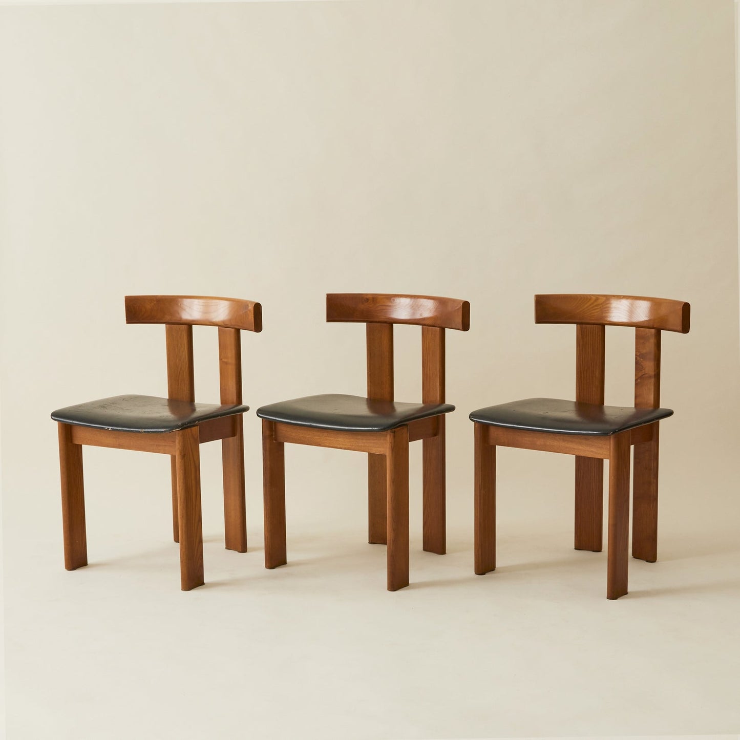 Luigi Vaghi Italian Modern Solid Wood Dining Chairs, 1970's, Set of 6 Dining Chairs