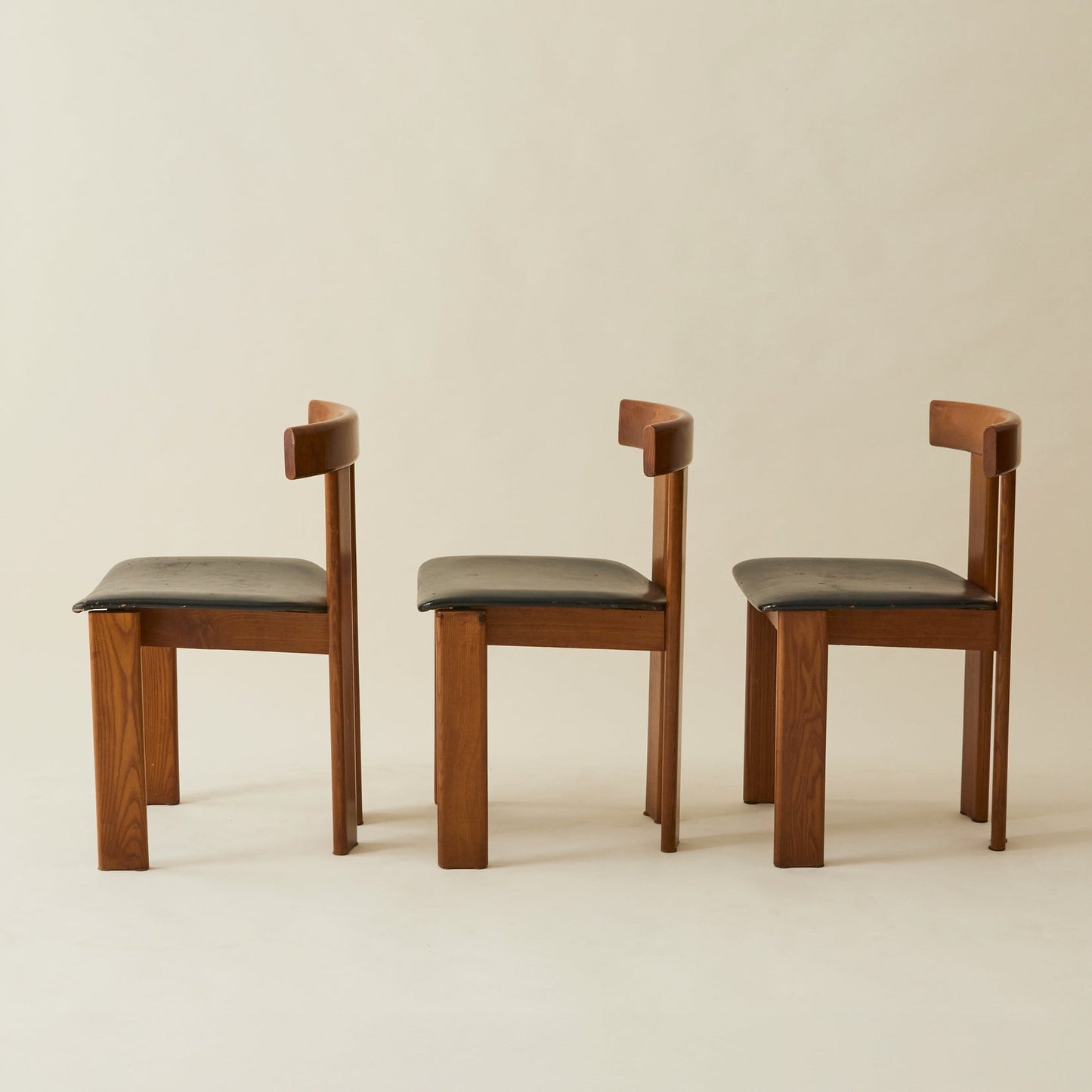 Luigi Vaghi Italian Modern Solid Wood Dining Chairs, 1970's, Set of 6 Dining Chairs