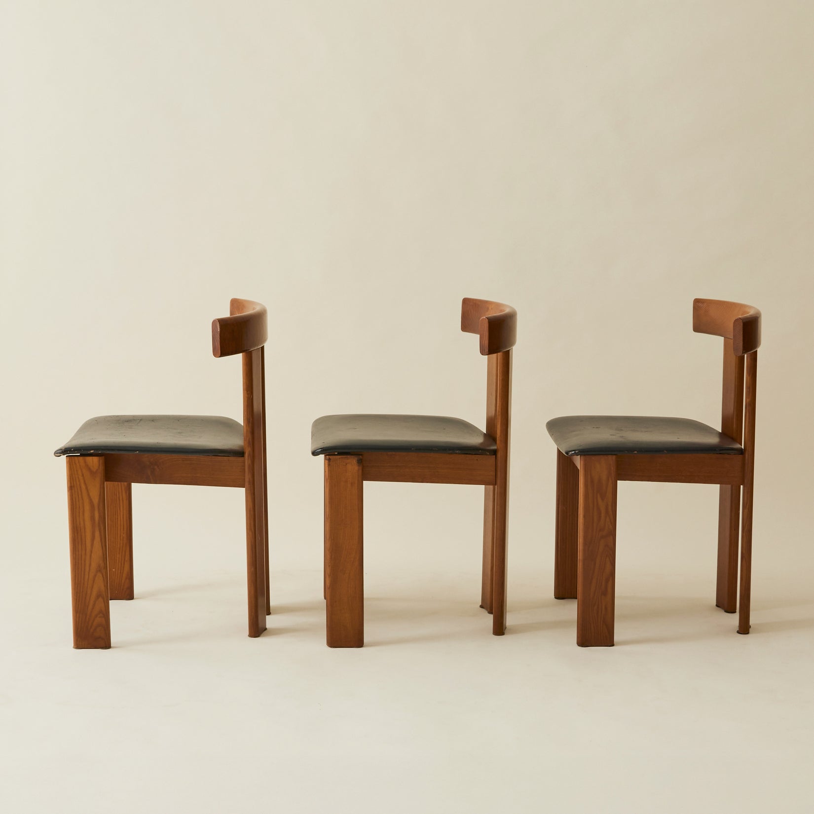 Luigi Vaghi Italian Modern Solid Wood Dining Chairs, 1970's, Set of 6 Dining Chairs