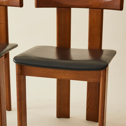 Luigi Vaghi Italian Modern Solid Wood Dining Chairs, 1970's, Set of 6 Dining Chairs