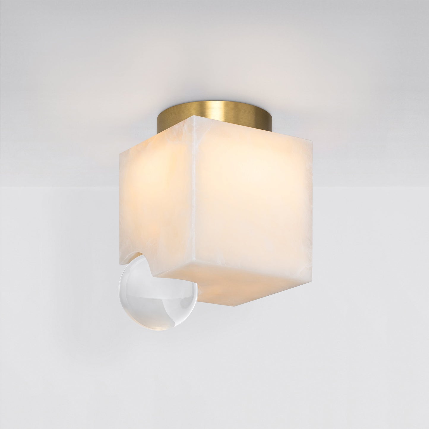 Lune Ceiling Light in Brass Clear Glass Flush Mounts