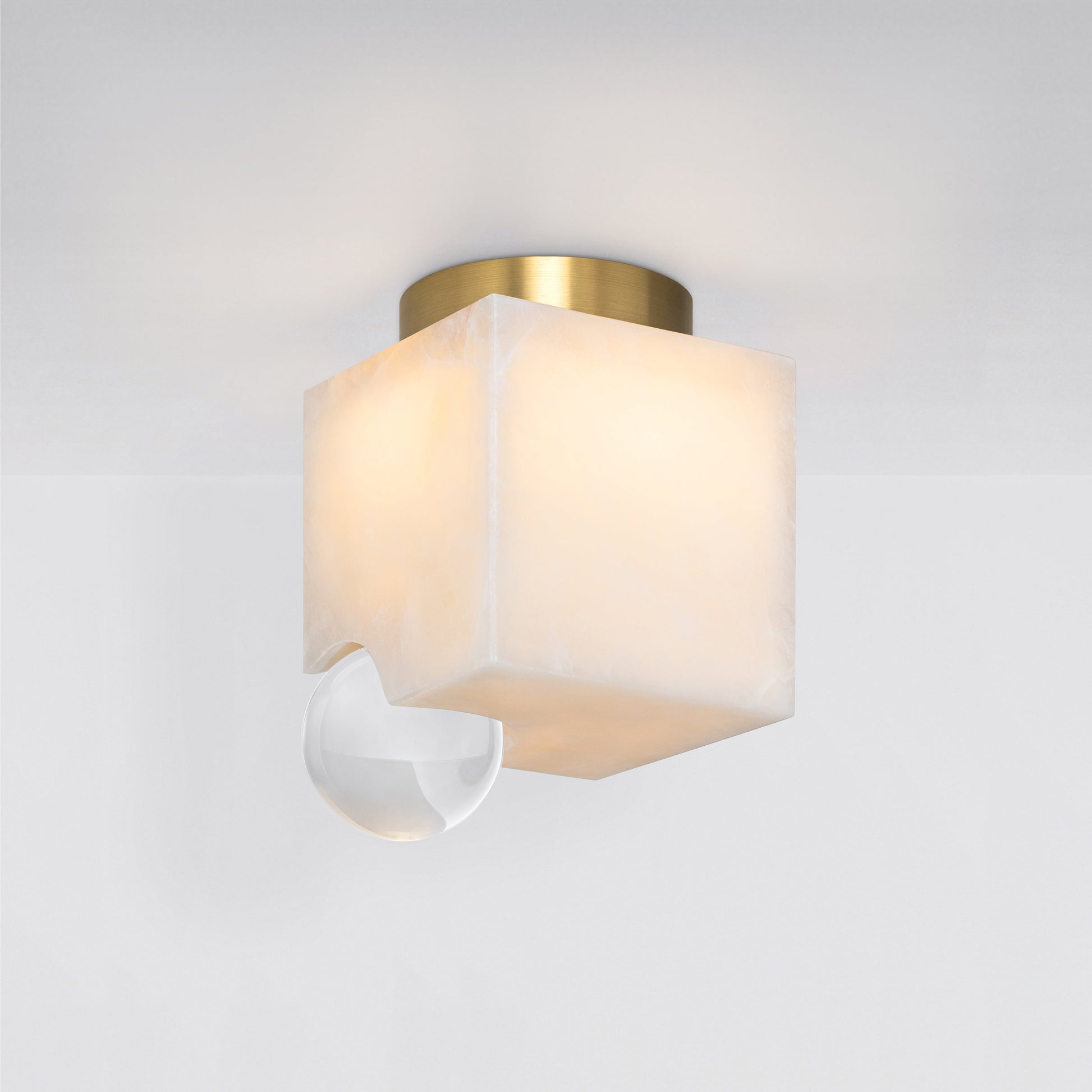 Lune Ceiling Light in Brass Clear Glass Flush Mounts