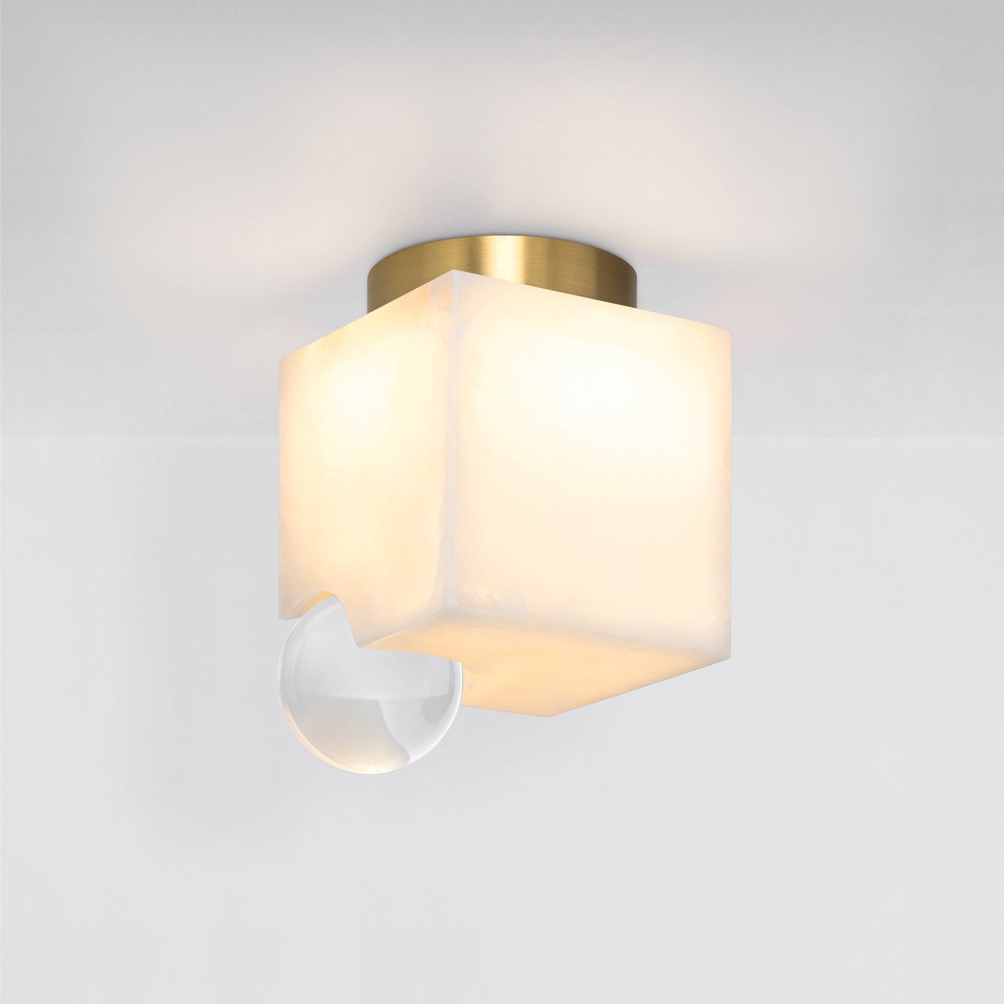 Lune Ceiling Light in Brass Clear Glass Flush Mounts