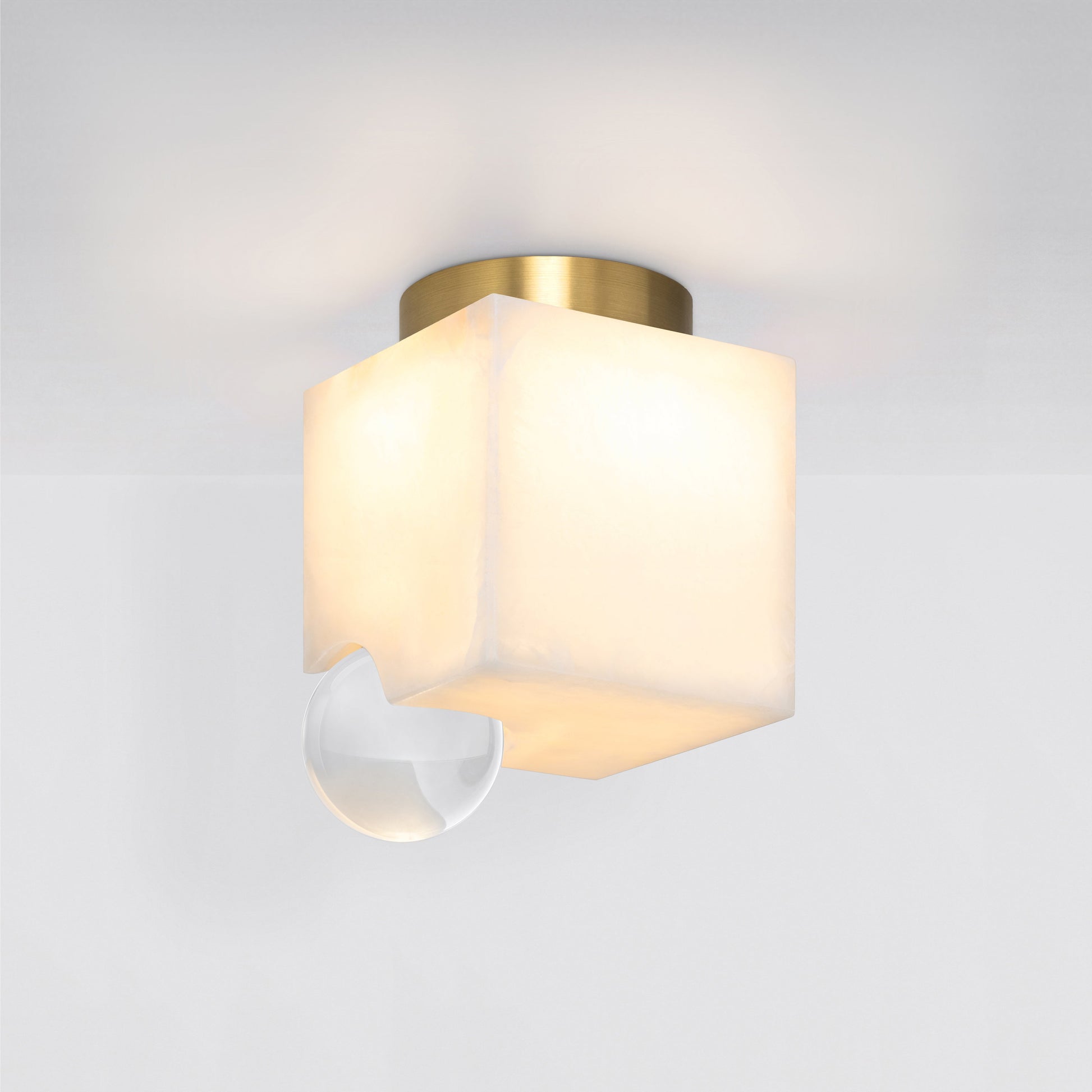 Lune Ceiling Light in Brass Clear Glass Flush Mounts