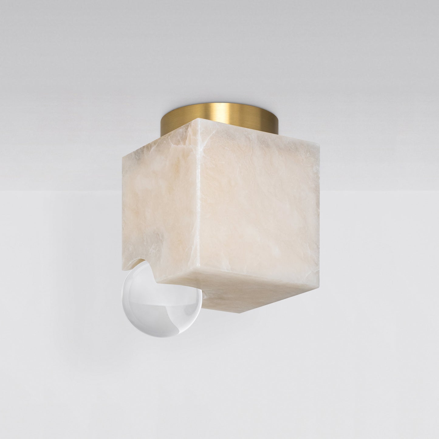 Lune Ceiling Light in Brass Clear Glass Flush Mounts