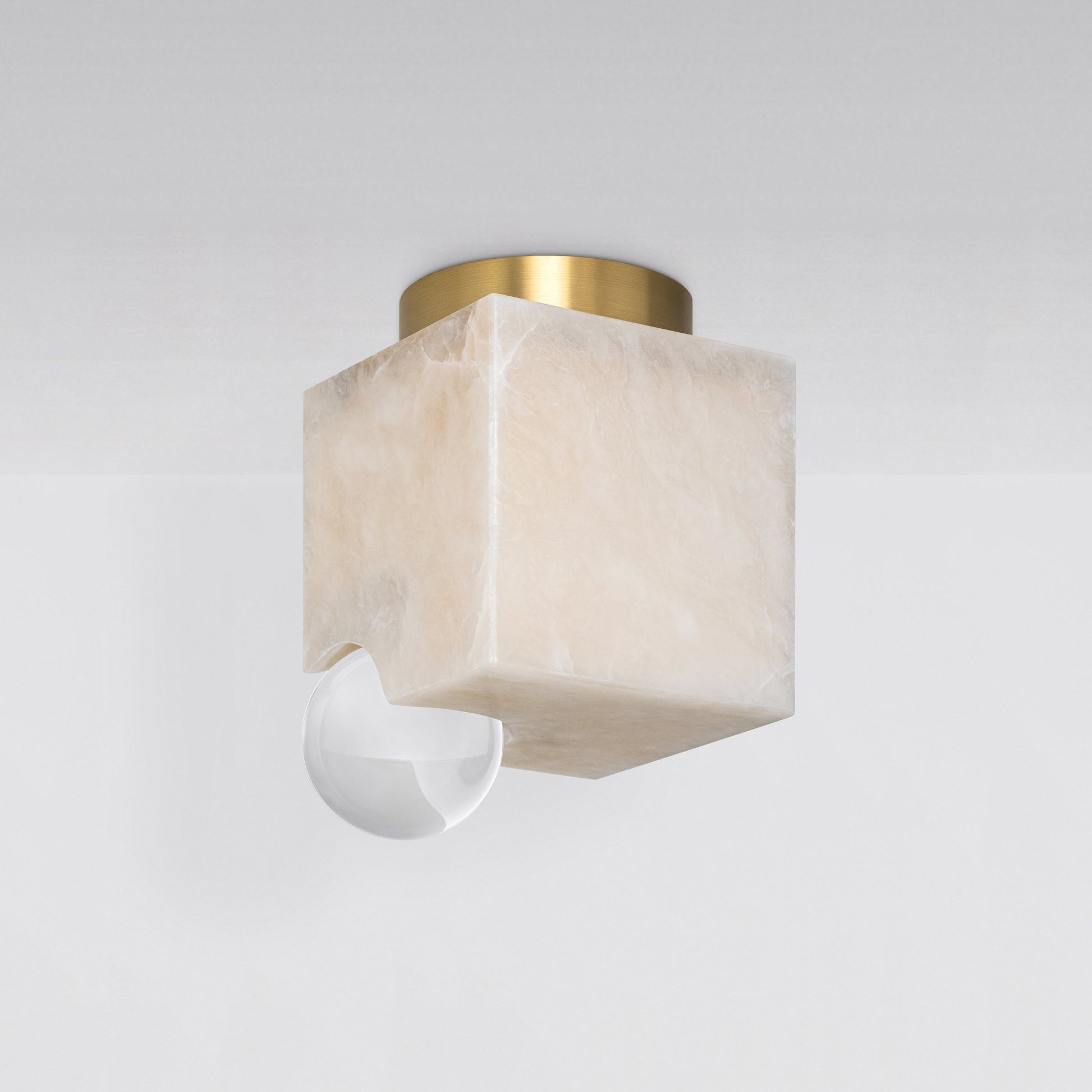 Lune Ceiling Light in Brass Clear Glass Flush Mounts