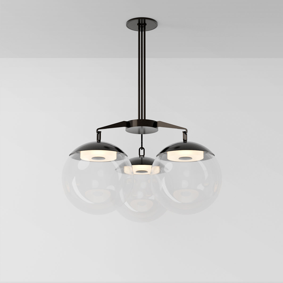 Lure 16 Chandelier in Black Brass Clear Glass Chandeliers