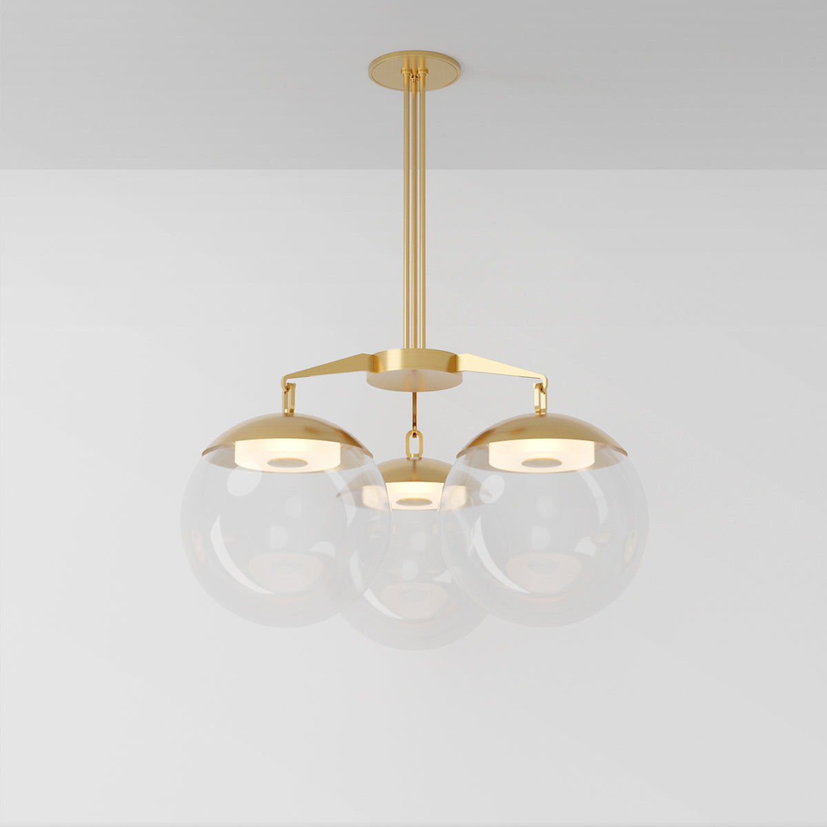 Lure 16 Chandelier in Brass Clear Glass Chandeliers