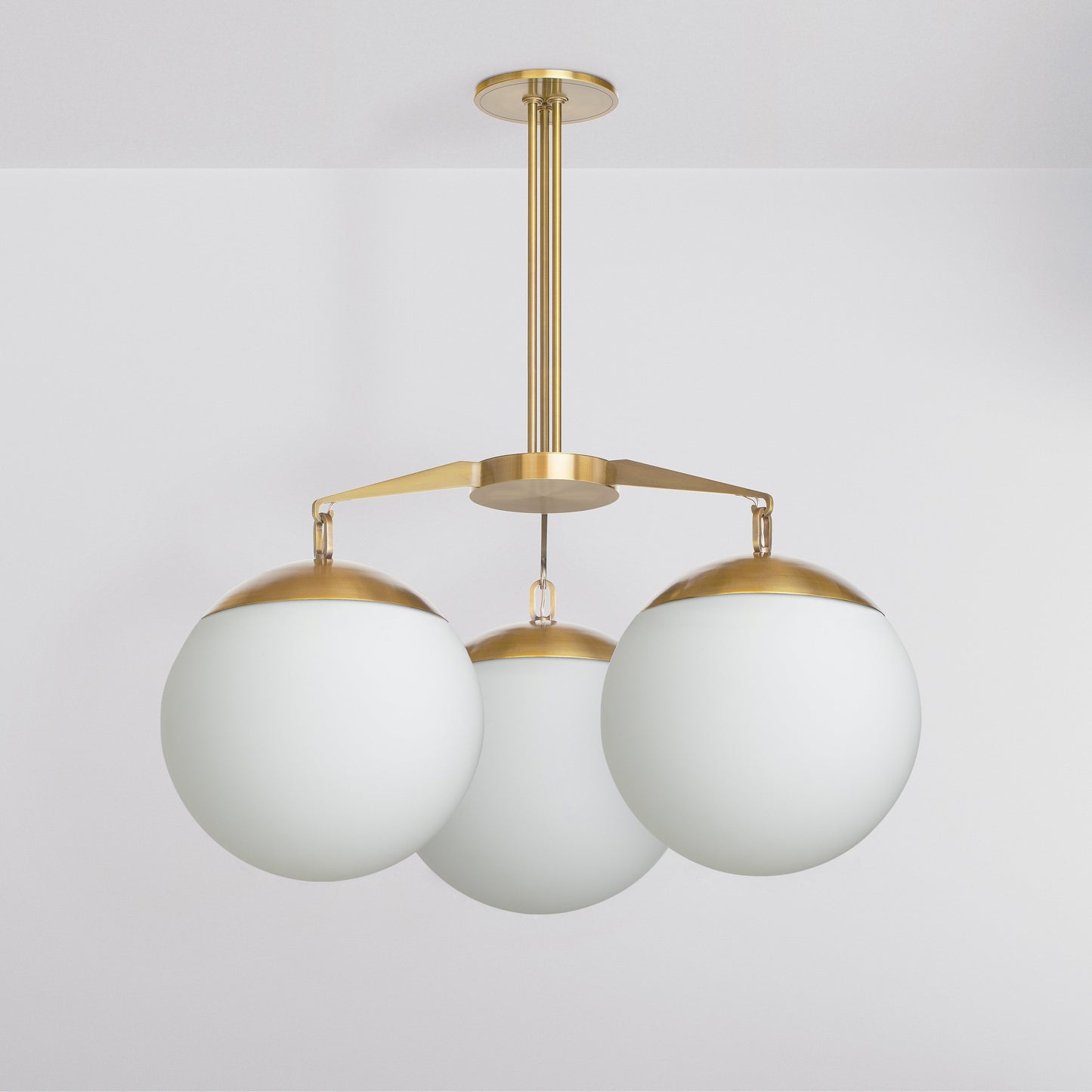 Lure 16 Chandelier in Brass Opal Glass Chandeliers