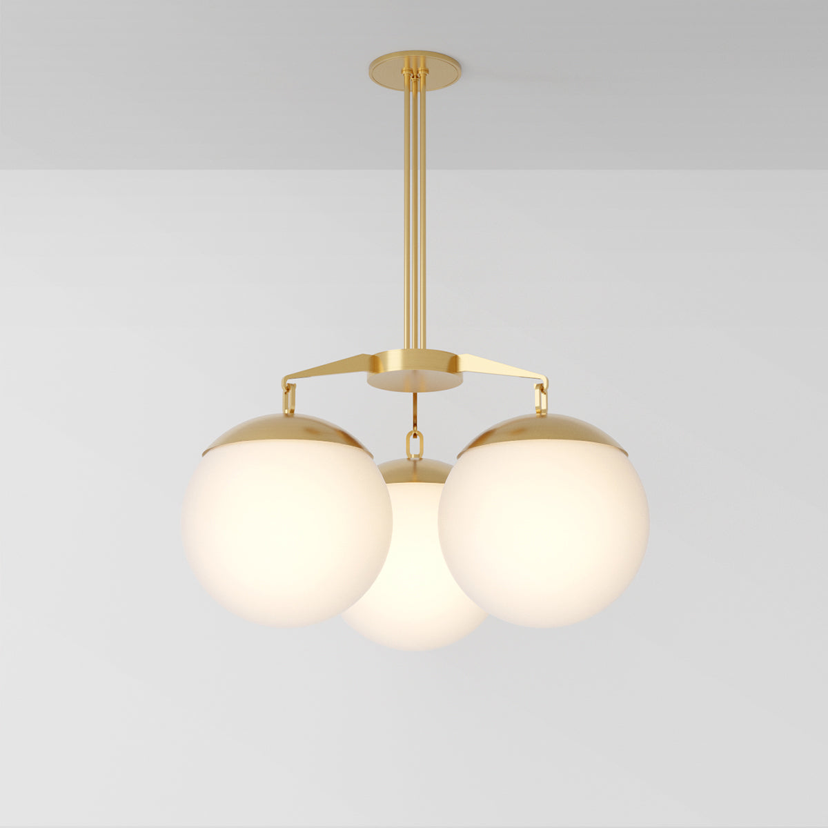 Lure 16 Chandelier in Brass Opal Glass Chandeliers