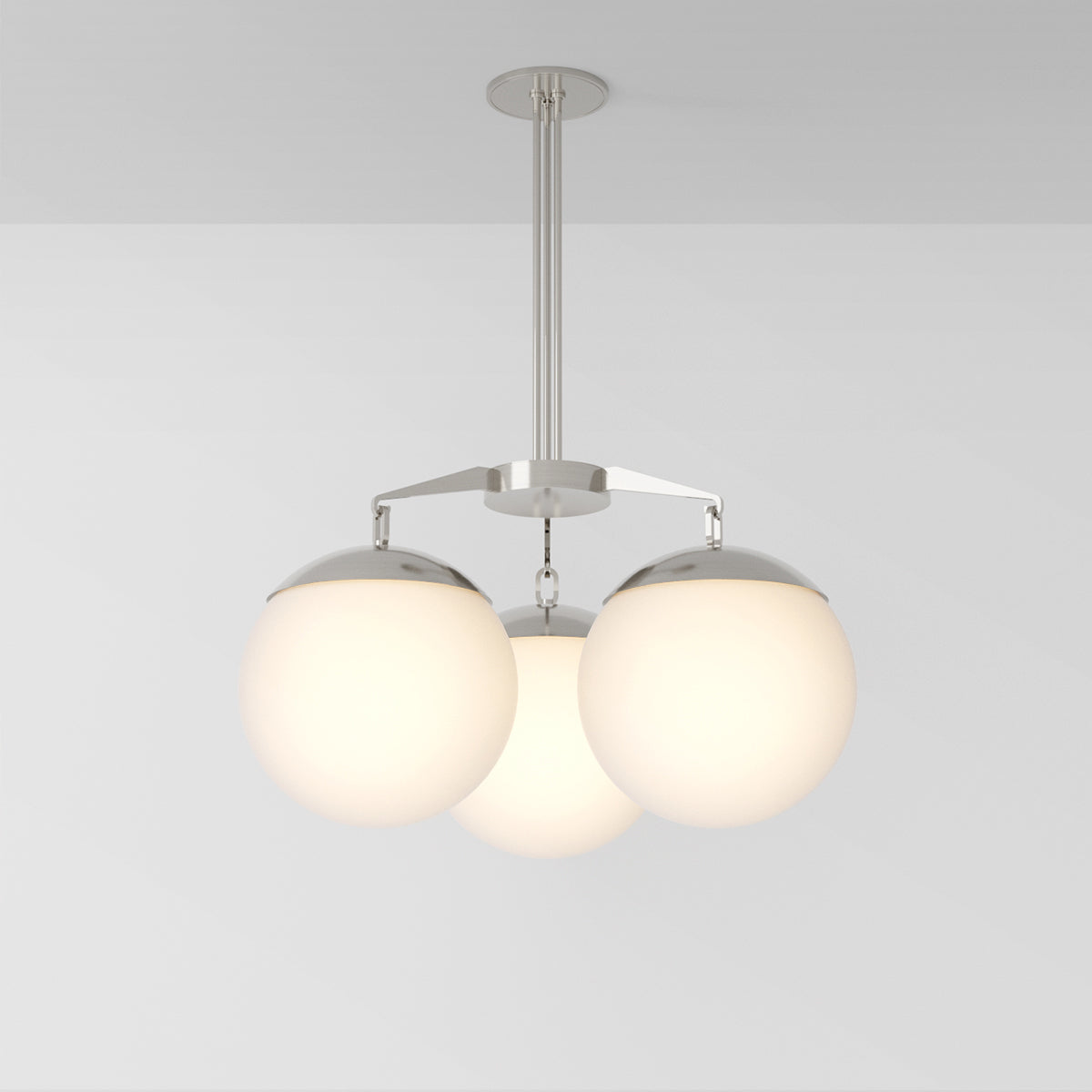 Lure 16 Chandelier in Brushed Nickel Opal Glass Chandeliers