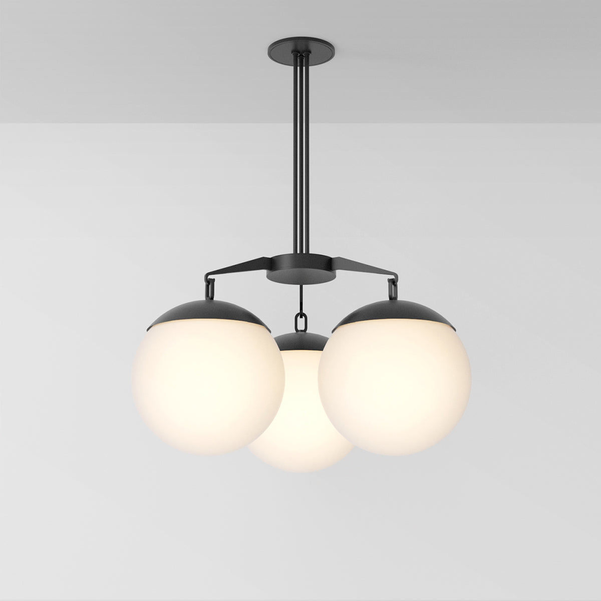 Lure 16 Chandelier in Matte Black Opal Glass Chandeliers