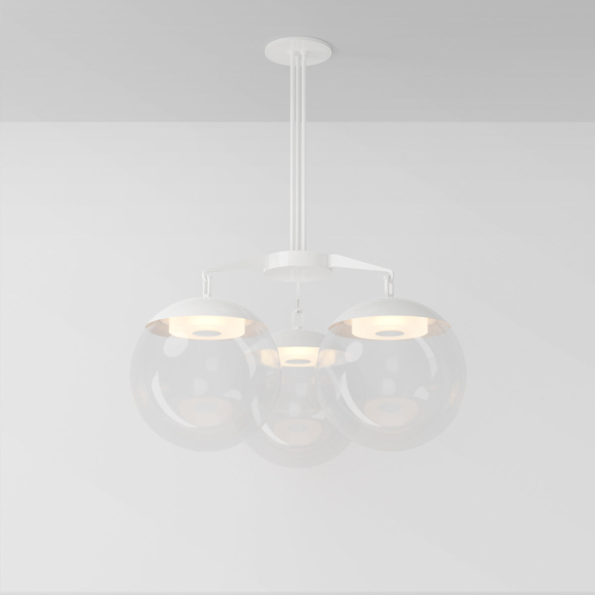 Lure 16 Chandelier in Matte White Clear Glass Chandeliers