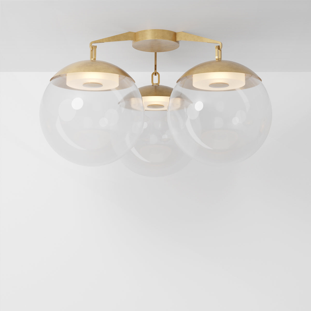 Lure Flush 16 Ceiling Light in Aged Brass Clear Glass Flush Mounts