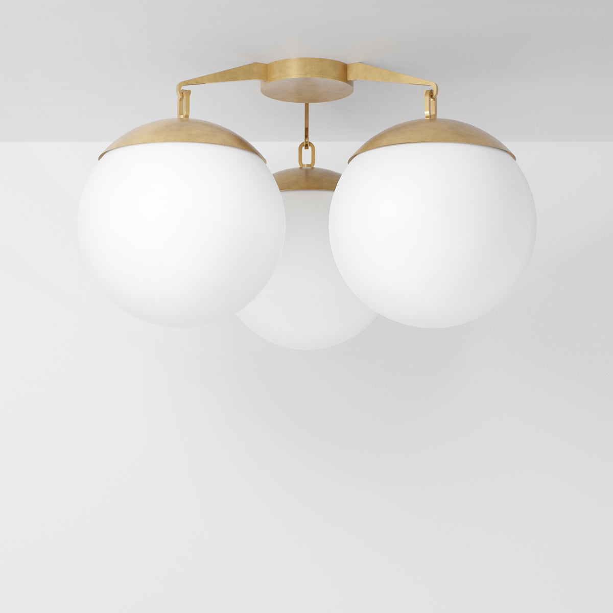 Lure Flush 16 Ceiling Light in Aged Brass Opal Glass Flush Mounts