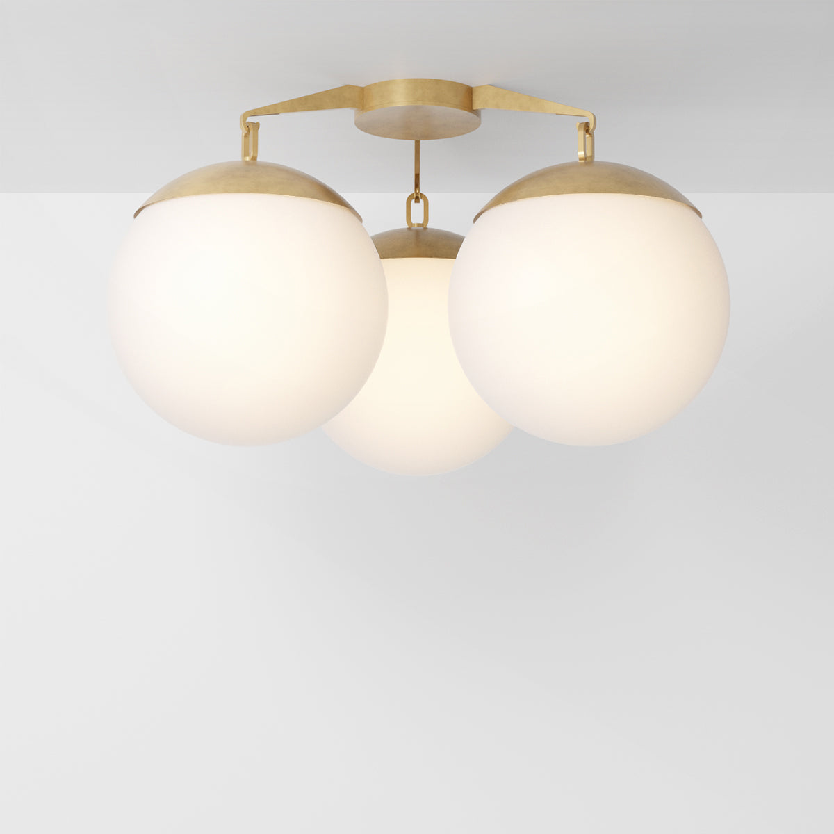 Lure Flush 16 Ceiling Light in Aged Brass Opal Glass Flush Mounts