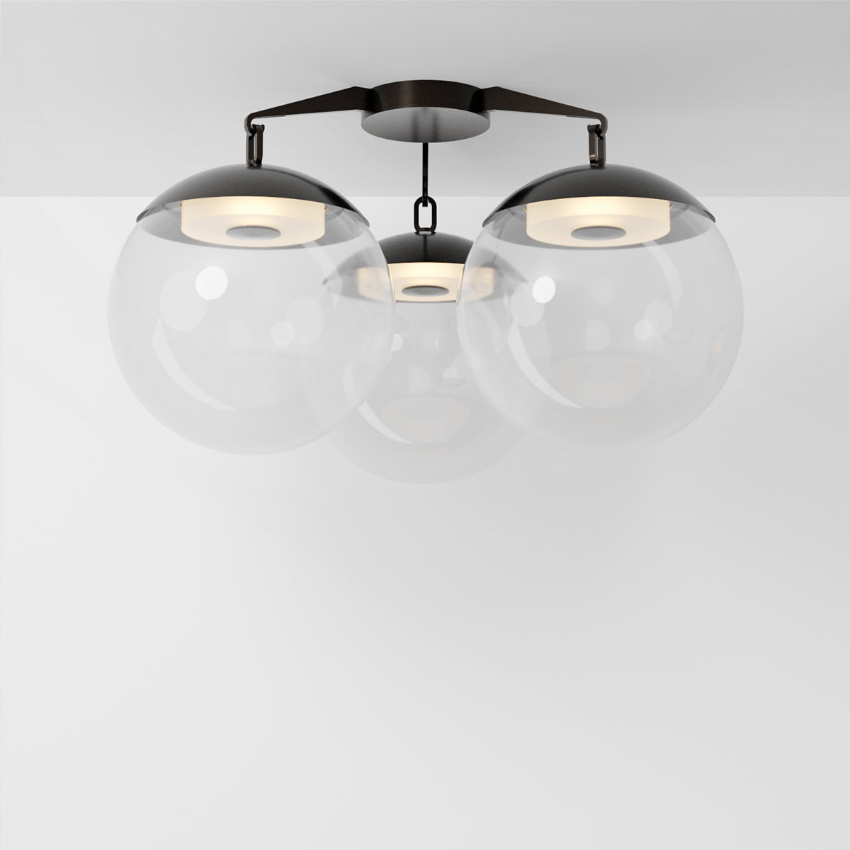 Lure Flush 16 Ceiling Light in Black Brass Clear Glass Flush Mounts