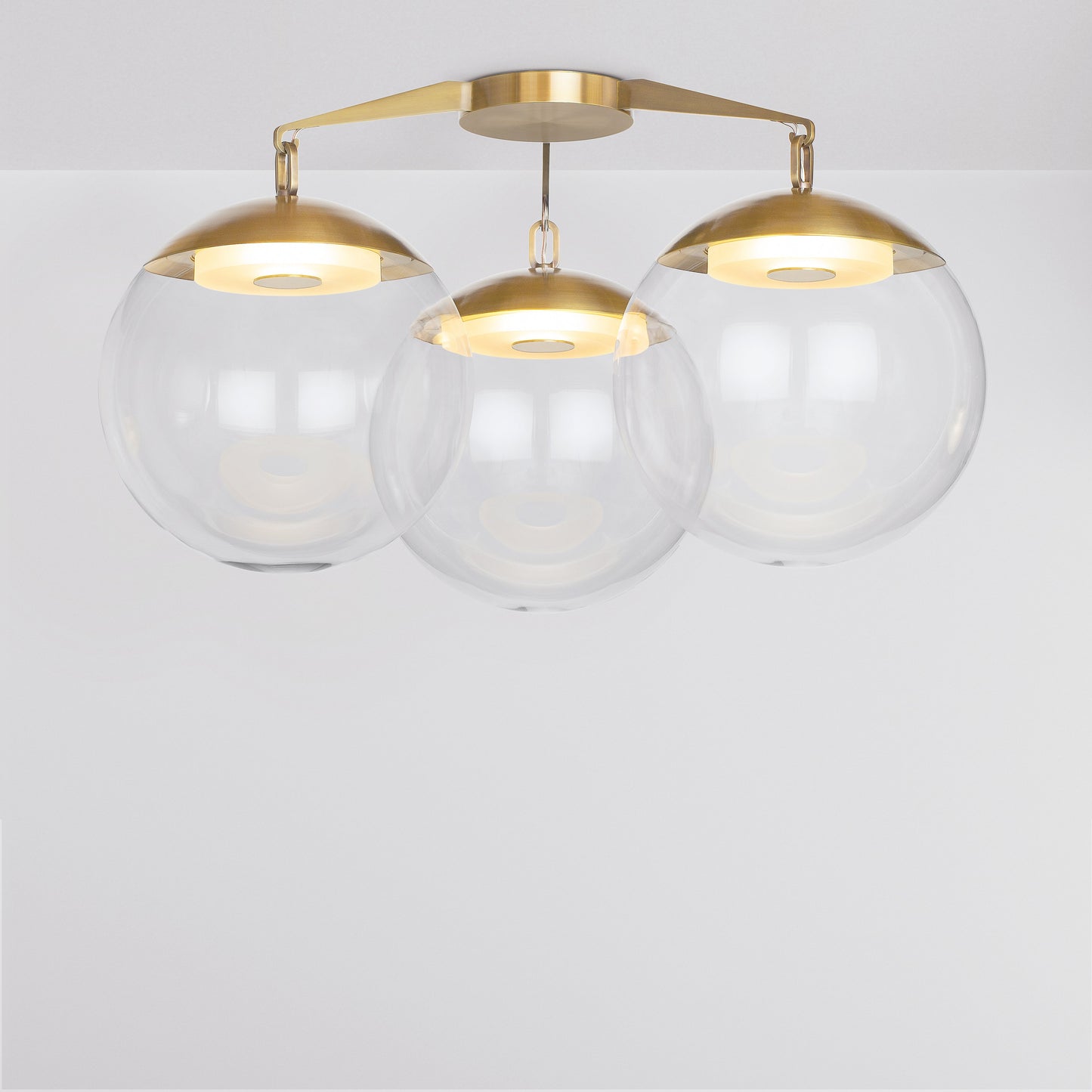 Lure Flush 16 Ceiling Light in Brass Clear Glass Flush Mounts