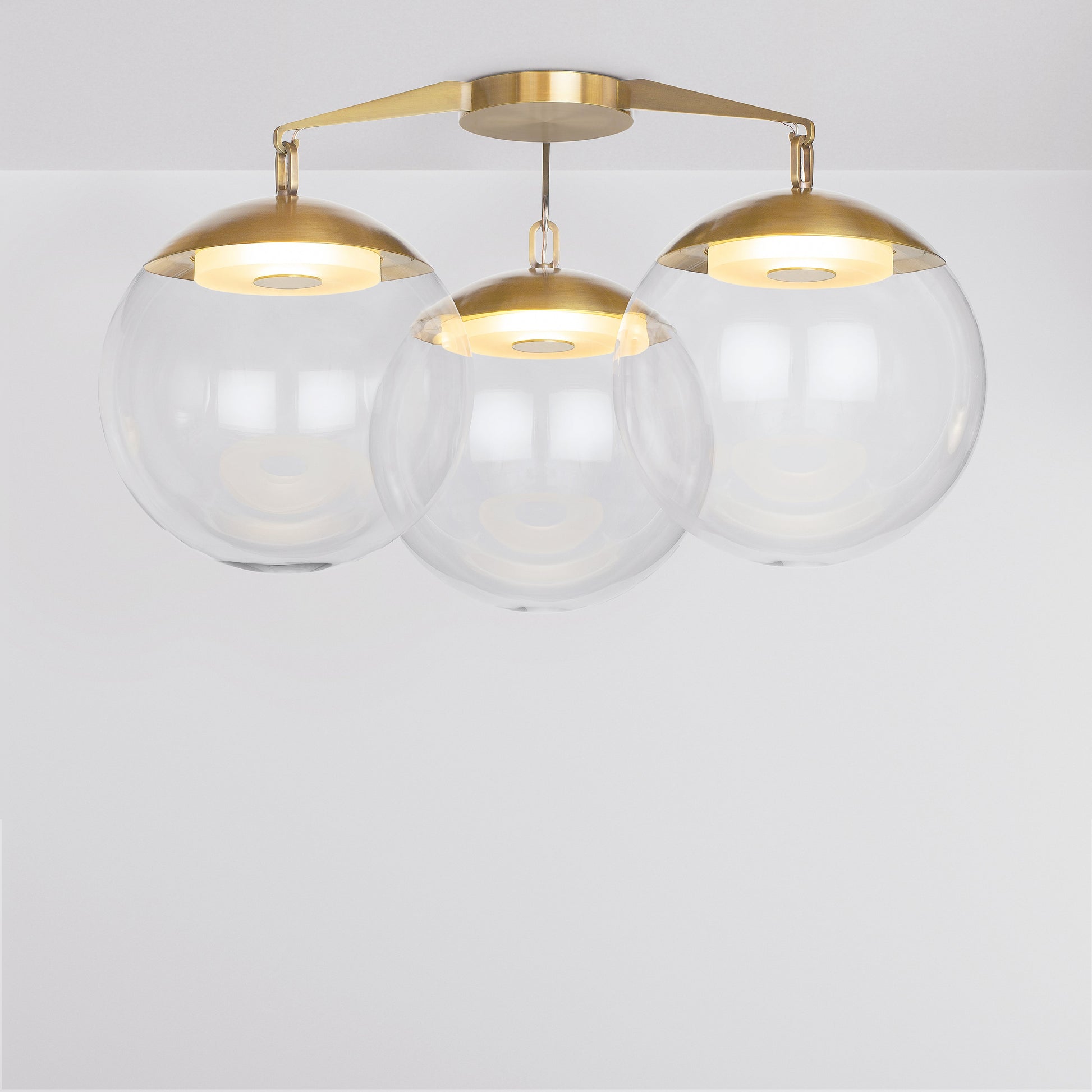 Lure Flush 16 Ceiling Light in Brass Clear Glass Flush Mounts