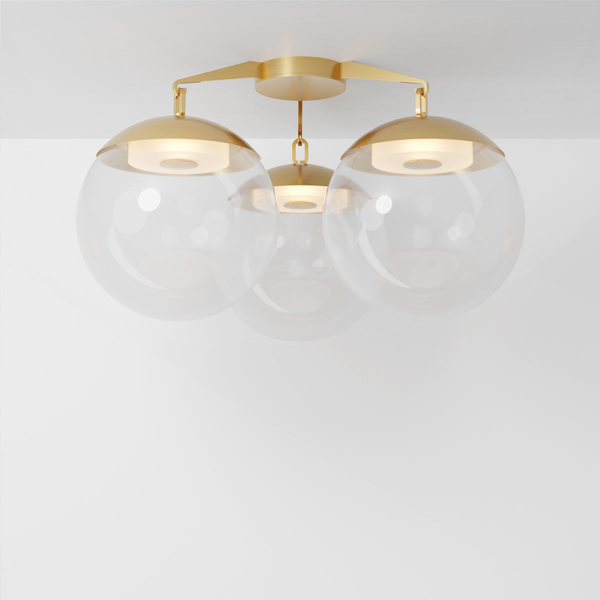 Lure Flush 16 Ceiling Light in Brass Clear Glass Flush Mounts