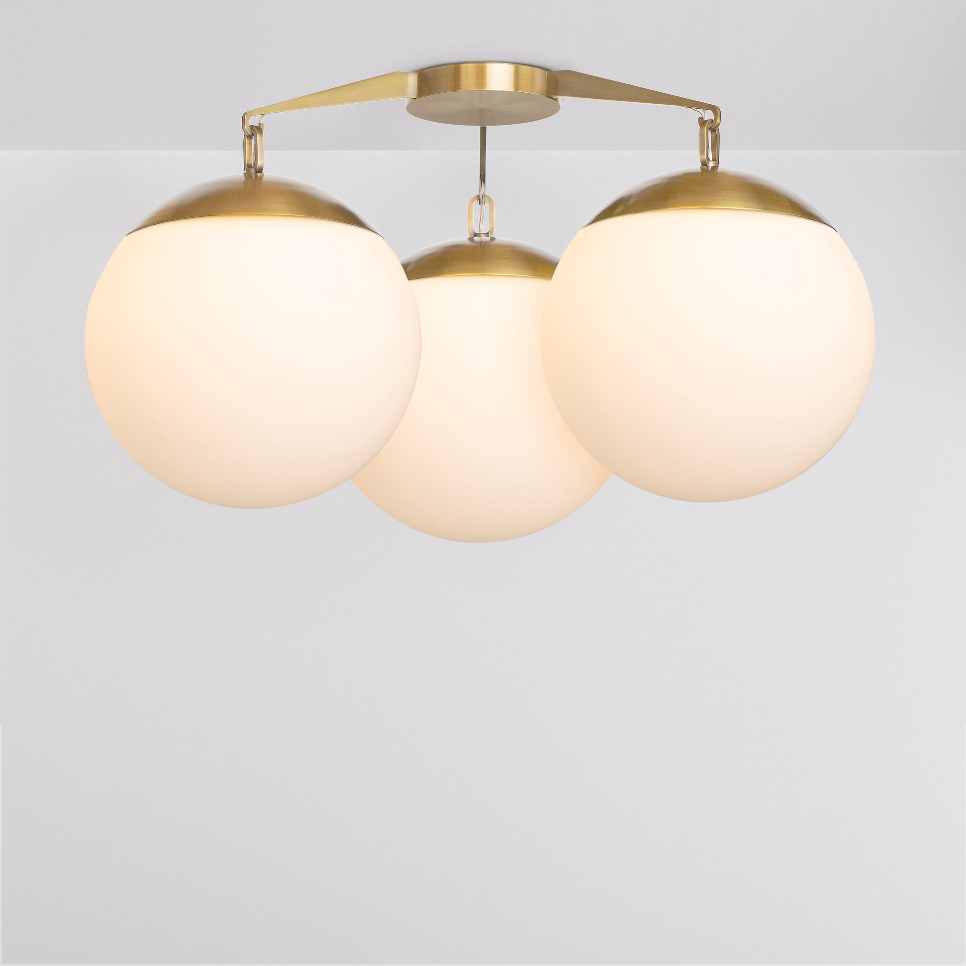 Lure Flush 16 Ceiling Light in Brass Opal Glass Flush Mounts