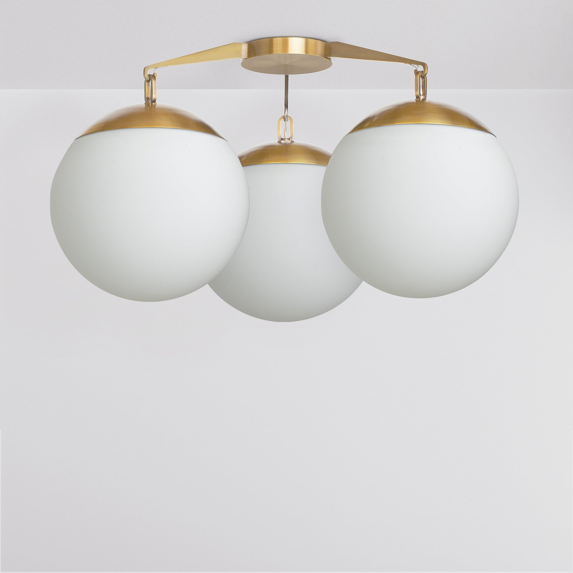 Lure Flush 16 Ceiling Light in Brass Opal Glass Flush Mounts