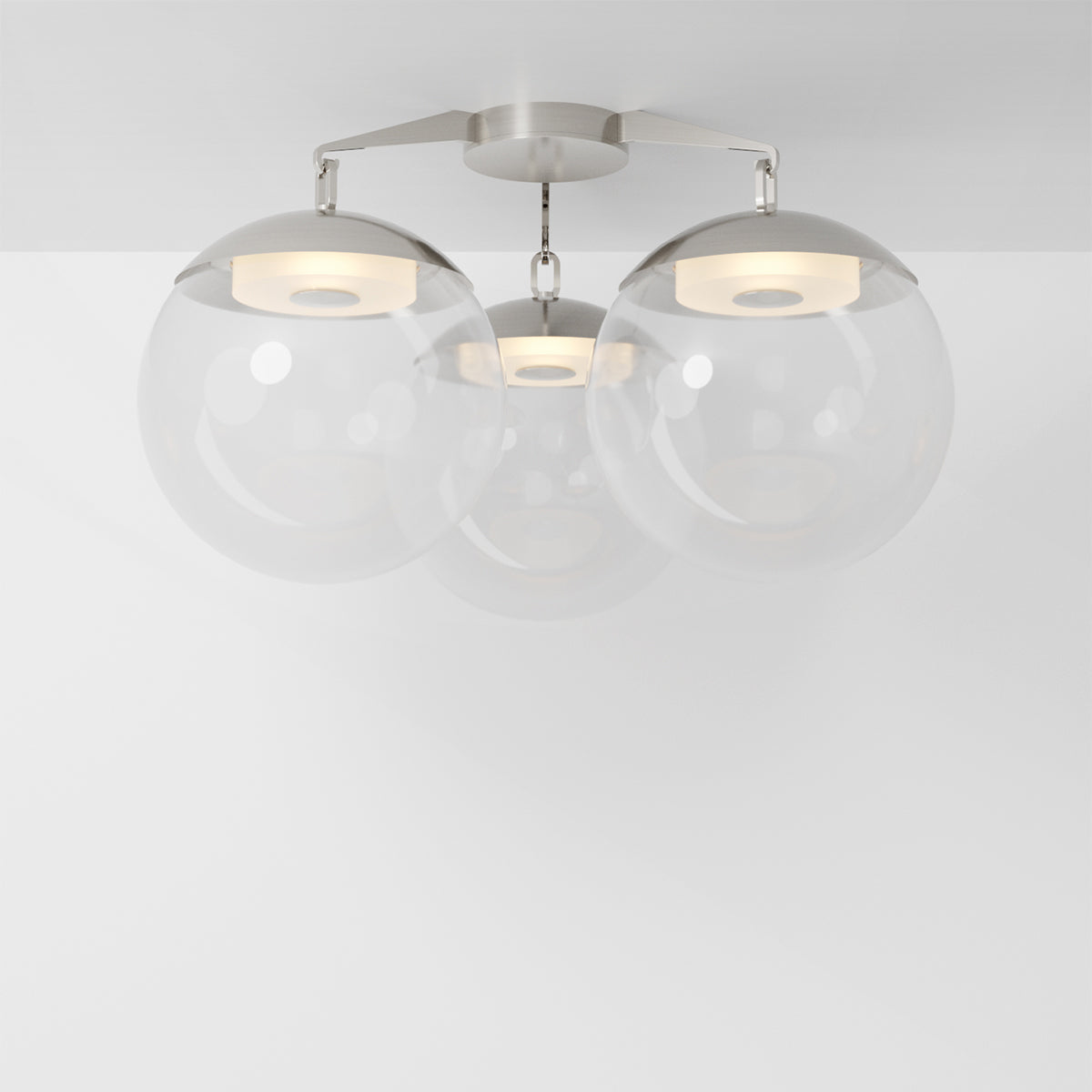 Lure Flush 16 Ceiling Light in Brushed Nickel Clear Glass Flush Mounts